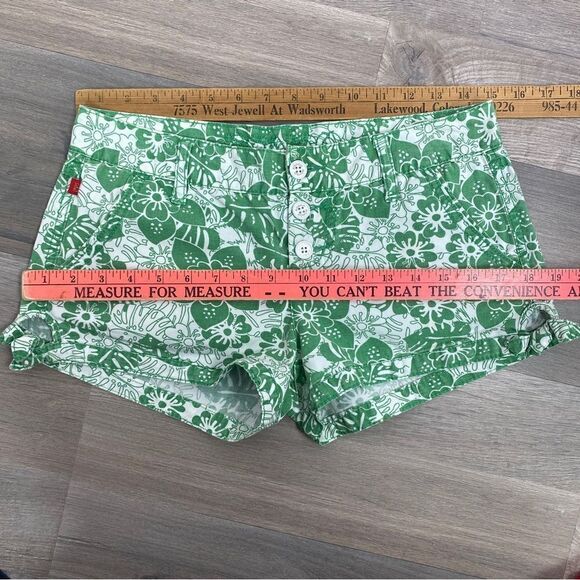 Bongo Tropical Print Button Fly Chino Shorts Green White Juniors 5 - Picture 8 of 8